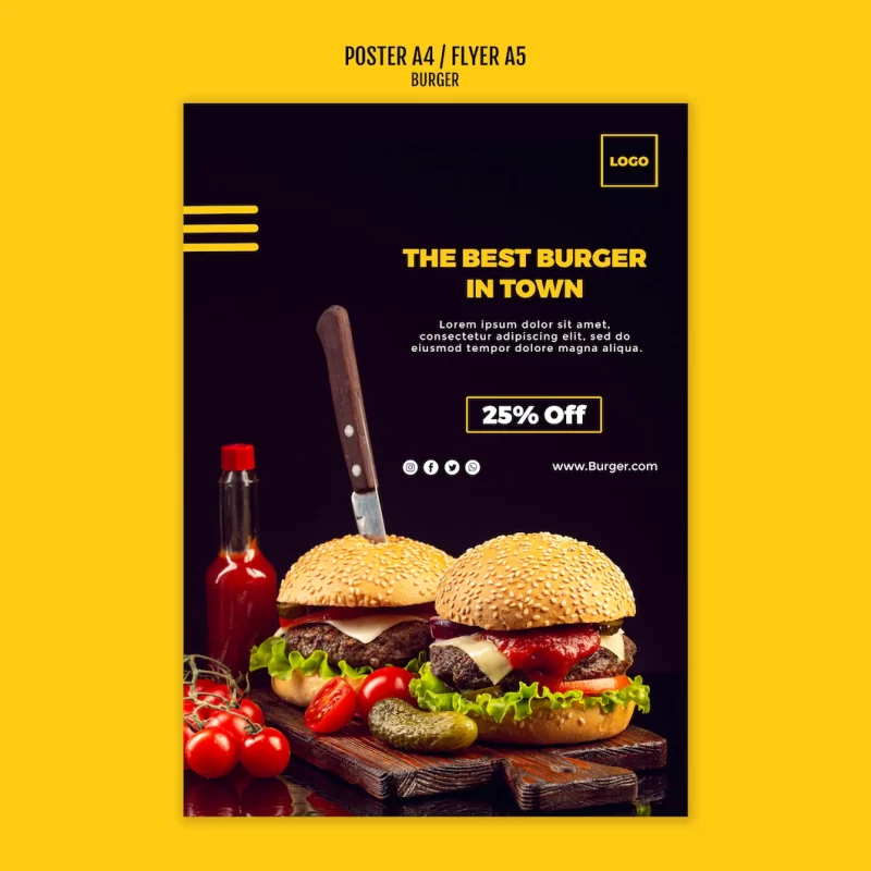 Burger poster template Free Psd