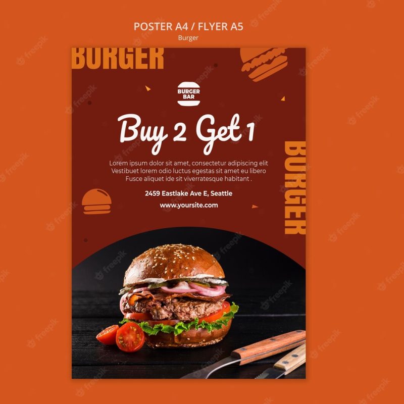 Burger poster template Free Psd