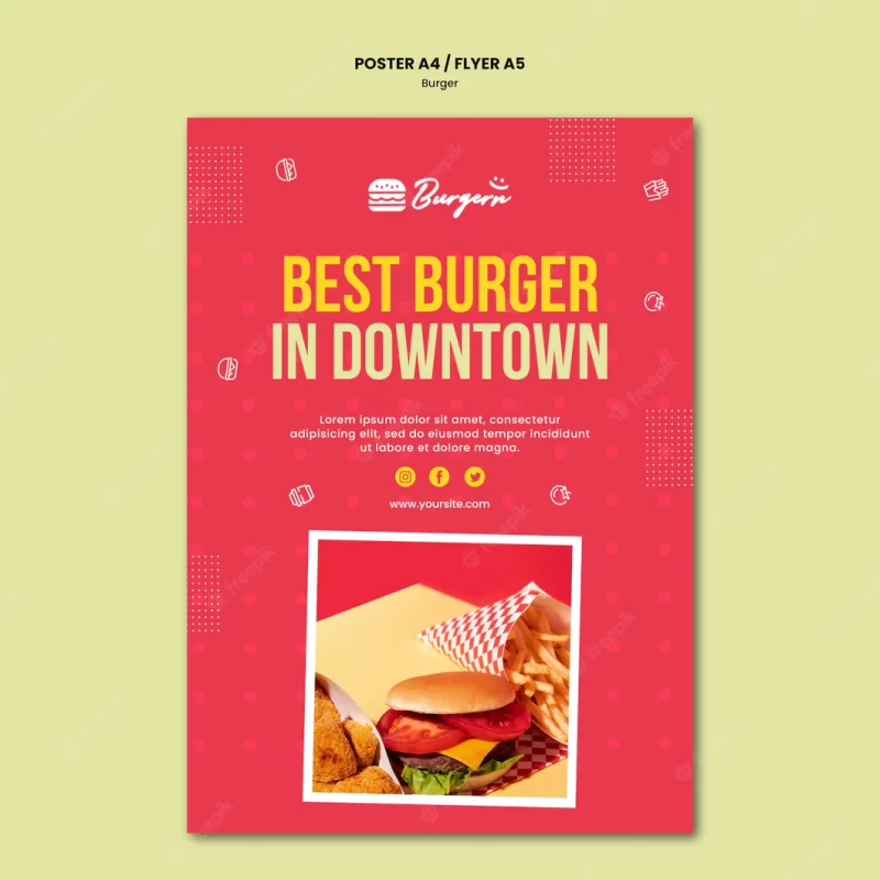 Burger restaurant flyer template Free Psd