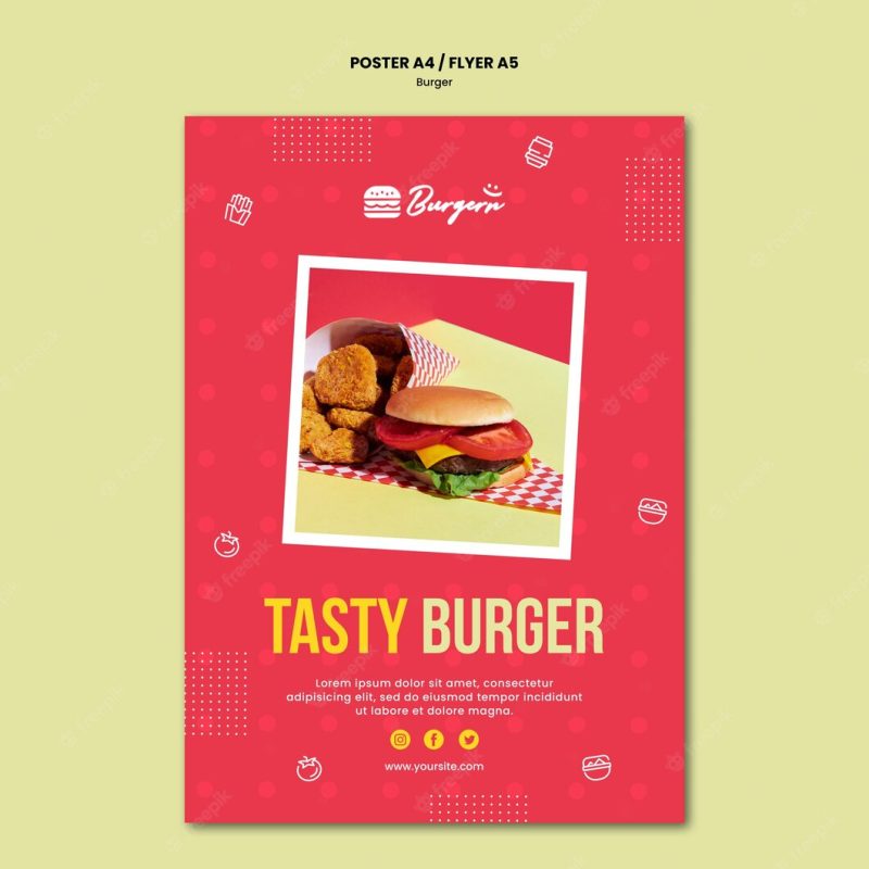 Burger restaurant poster template Free Psd