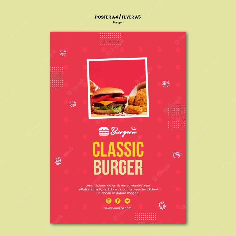 Burger restaurant template poster Free Psd