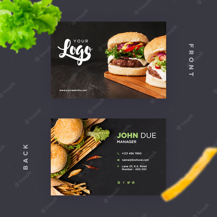 Business Card Template Restaurant With Burgers 23 2148414650