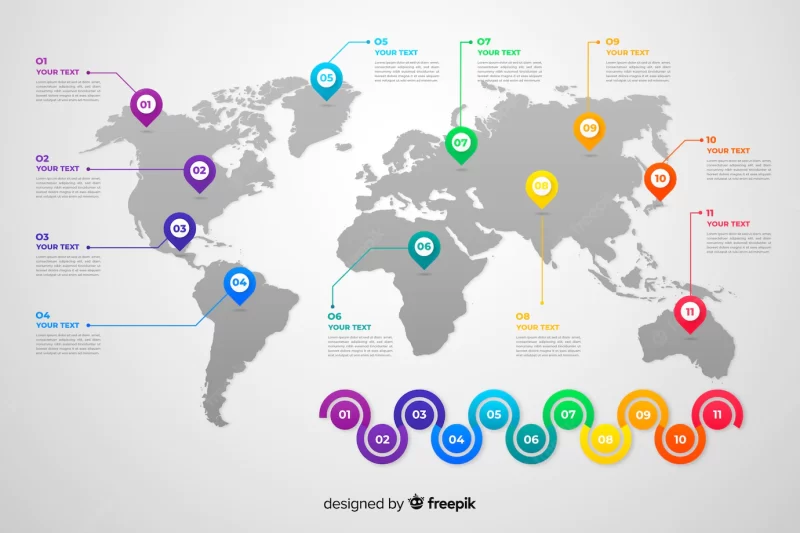 Business world map infographic Free Vector