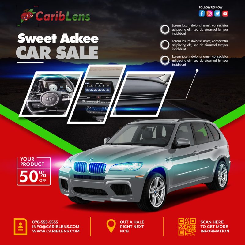 Car Rental Flyer Social Media Promotion Square Template free PSD