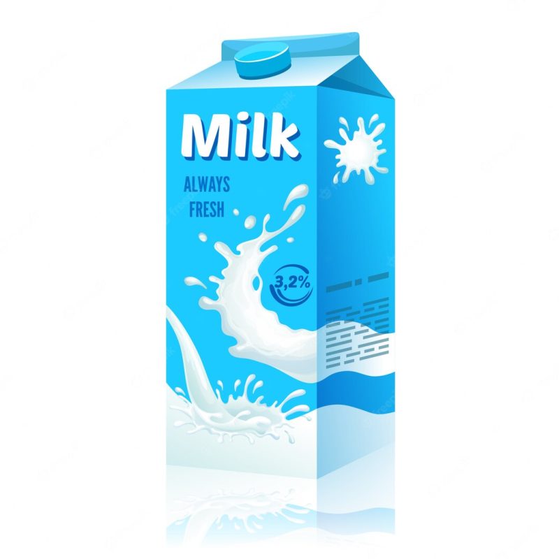 Cartoon blue milk cardboard package concept Free Vector