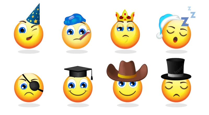 Cartoon funny emoticons set Free Vector