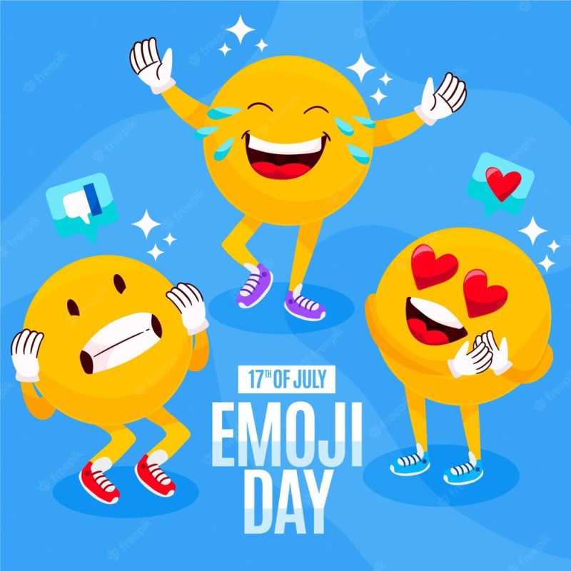 Cartoon world emoji day illustration Free Vector