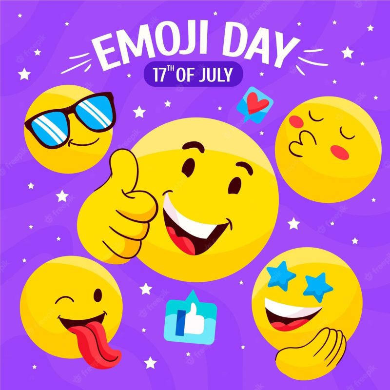 Cartoon world emoji day illustration Free Vector