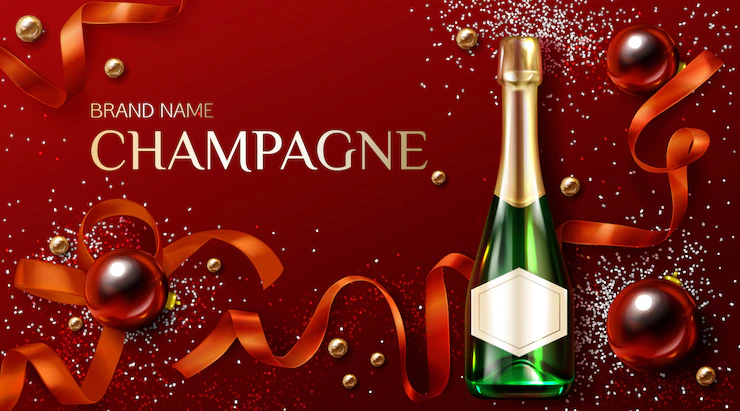 Champagne Bottle With Christmas New Year Decoration Advertising Template 33099 2390