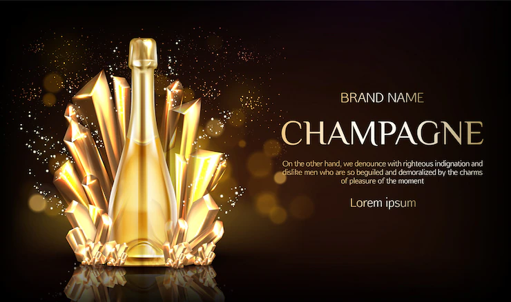 Champagne Bottle With Gold Crystal Grains Banner 33099 2090