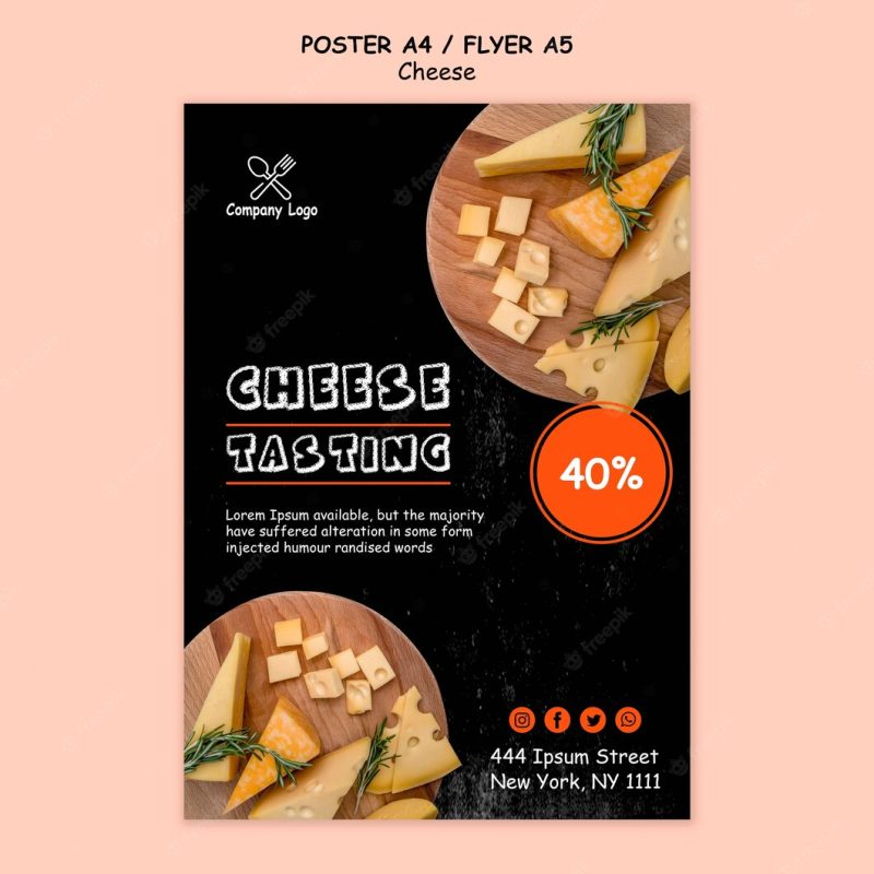 Cheese tasting flyer design Free Psd