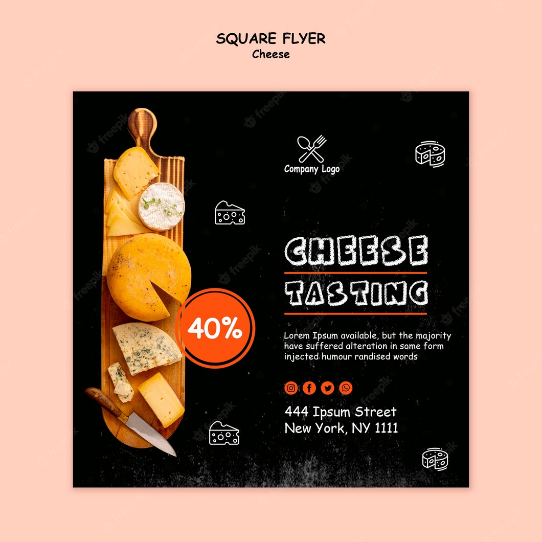 Cheese Tasting Square Flyer Design 23 2148555562