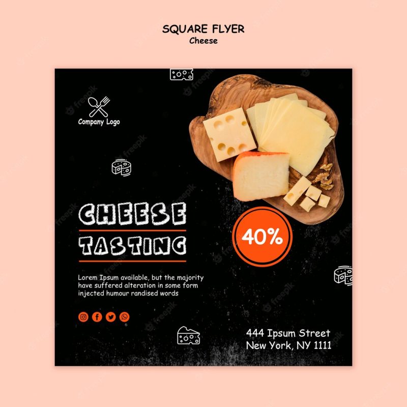 Cheese tasting square flyer Free Psd