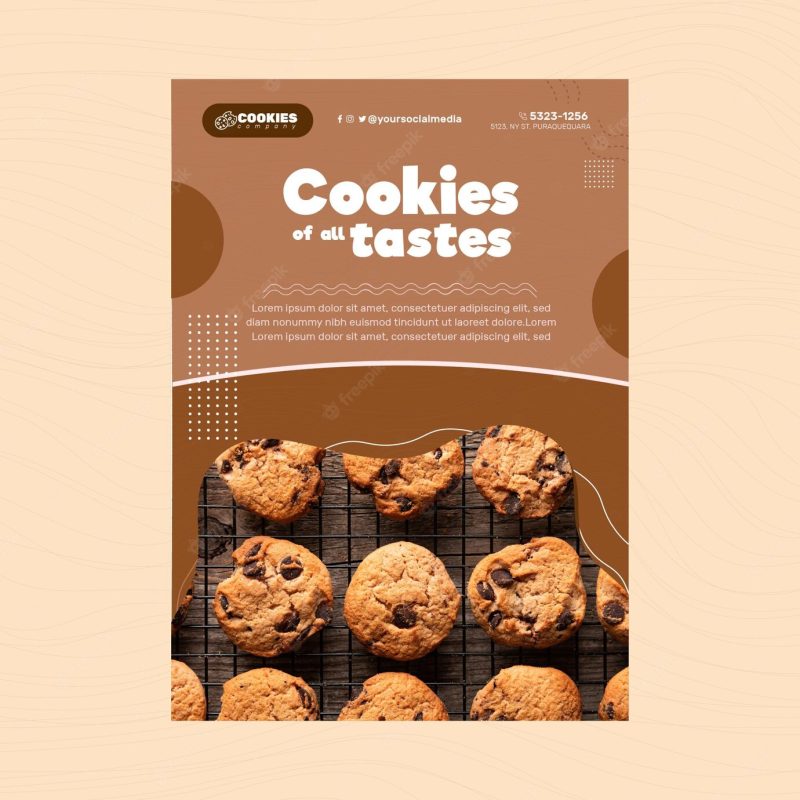 Chocolate cookies flyer vertical Free Vector