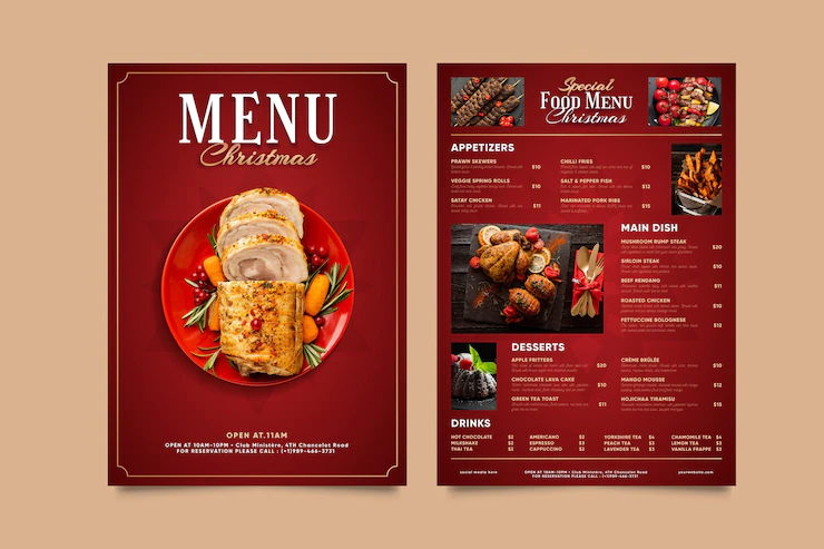 Christmas Menu Template With Photo 52683 52197