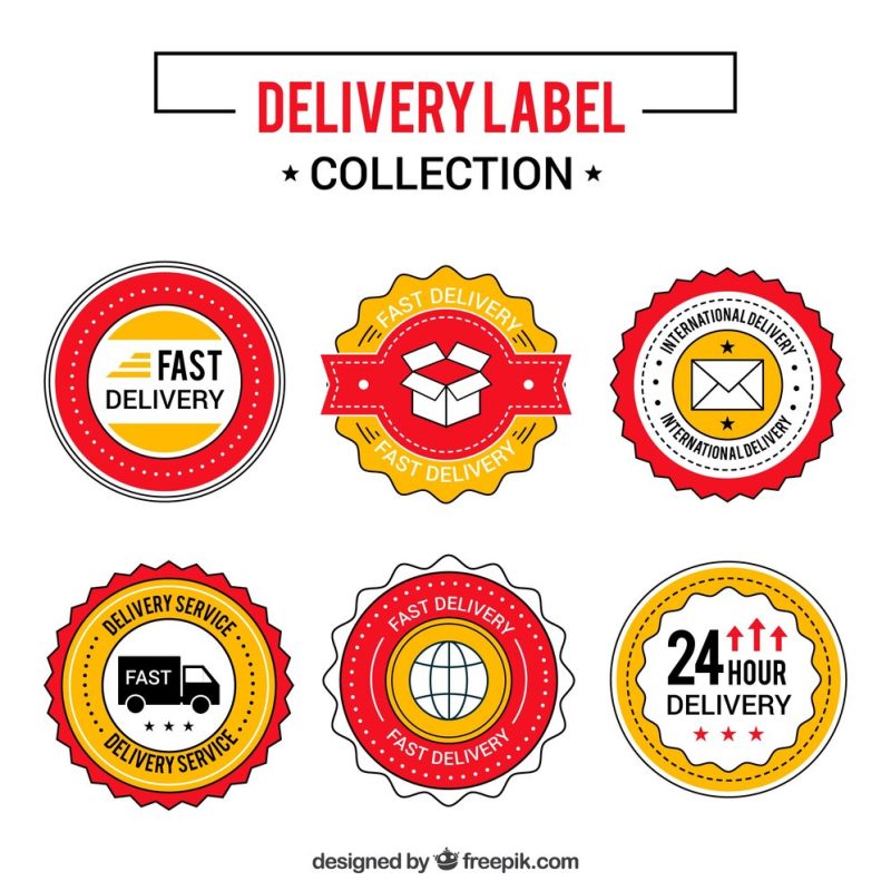 Classic pack of colorful delivery labels Free Vector