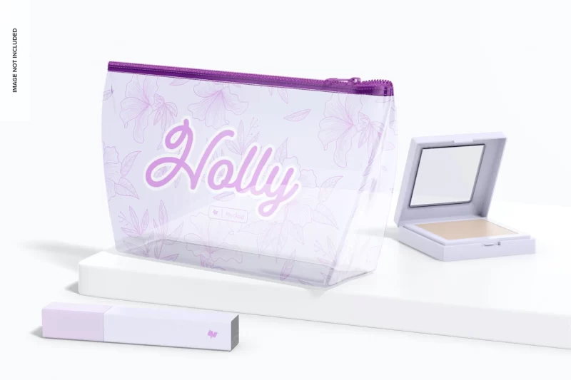 Clear cosmetic bag with eyeshadow mockup Free Psd