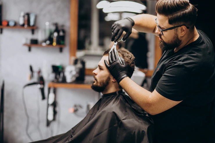 Client Doing Hair Cut Barber Shop Salon 1303 20710