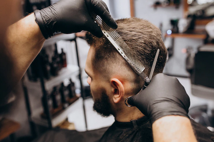 Client Doing Hair Cut Barber Shop Salon 1303 20861