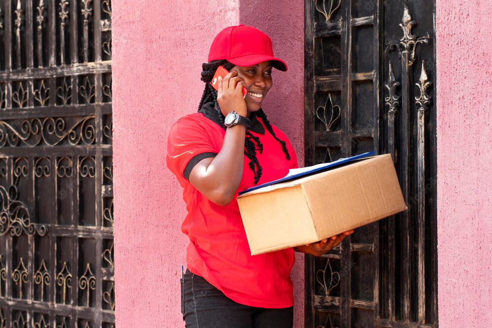 Close Up Delivery Person With Parcel 23 2149095894