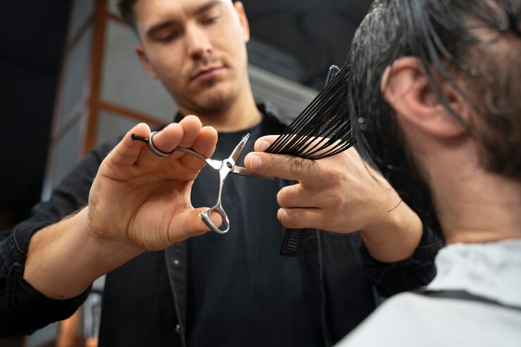 Close Up Hairdresser Using Scissors 23 2149141721
