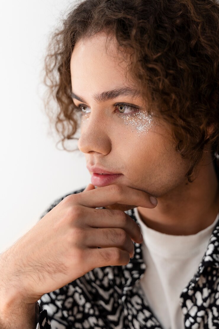 Close up man with make up posing Free Photo