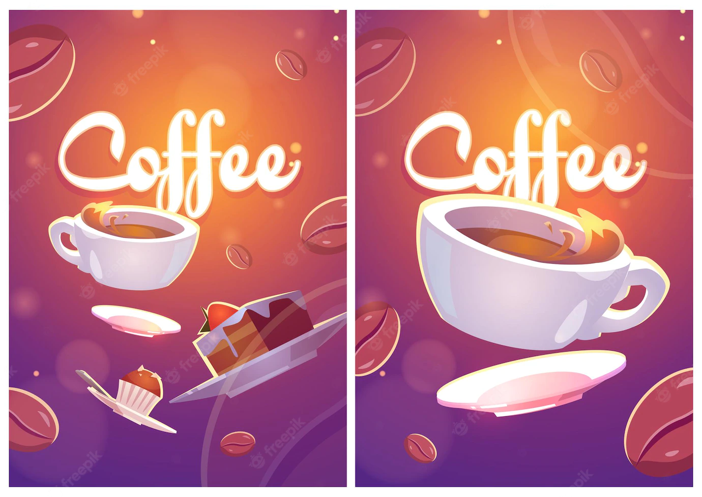 Coffee Posters With Illustration Cup Sweets 107791 7304