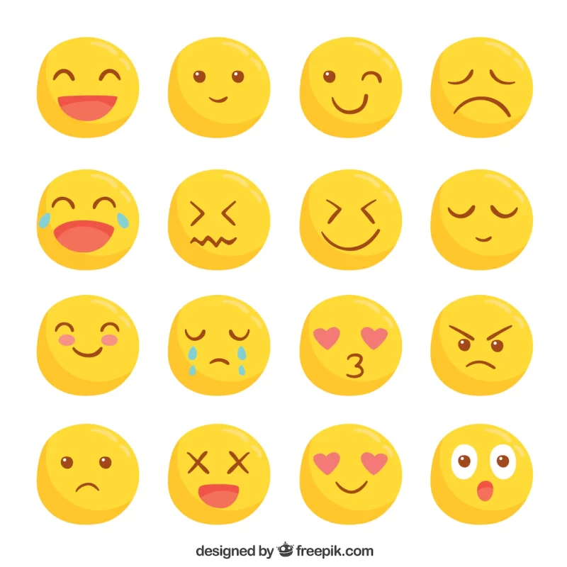 Collection of cute yellow smileys Free Vector