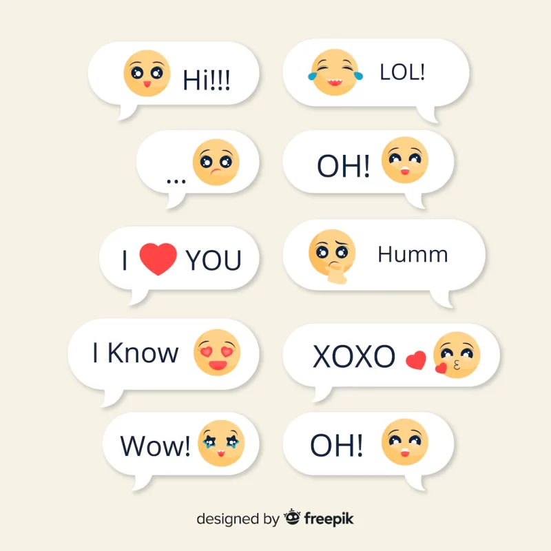 Collection of messages with emojis Free Vector