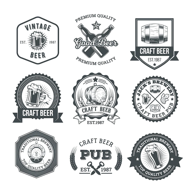 Collection Retro Beer Emblems Badges Stickers 1441 198