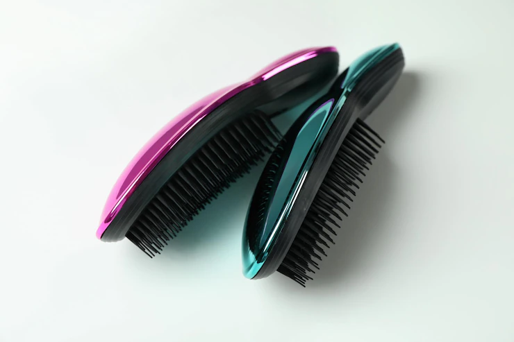 Colored Plastic Hair Brushes White Background 185193 75496