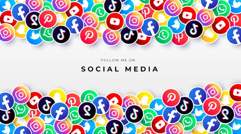 Colorful background with social media logos Free Vector