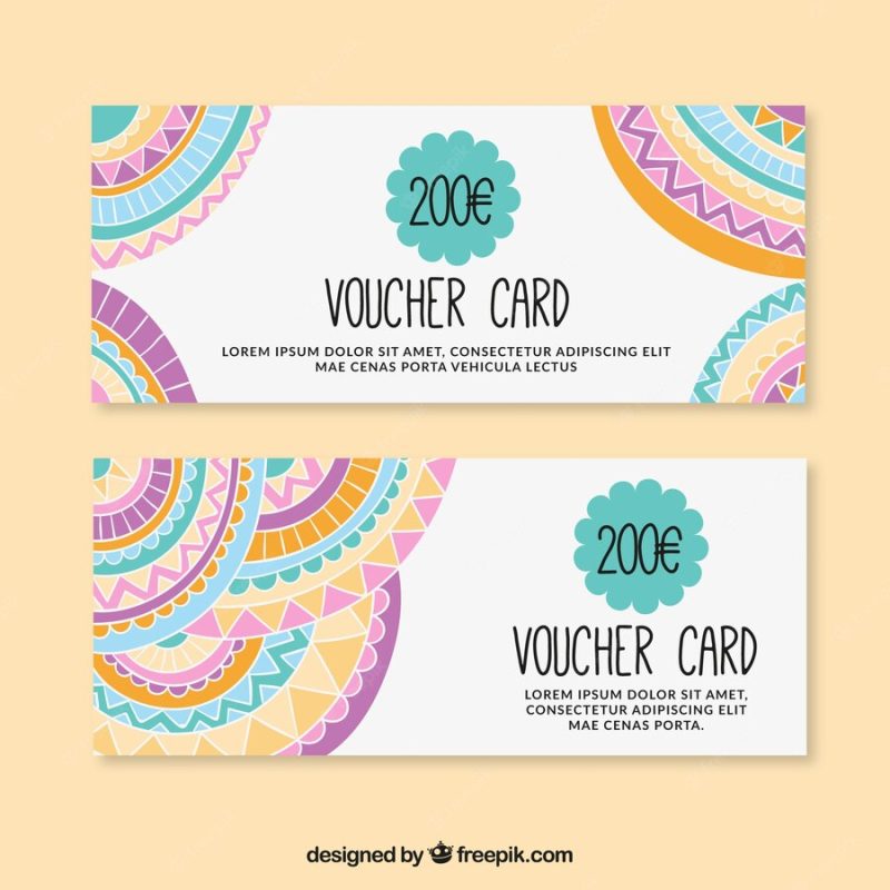 Colorful euro voucher pack Free Vector