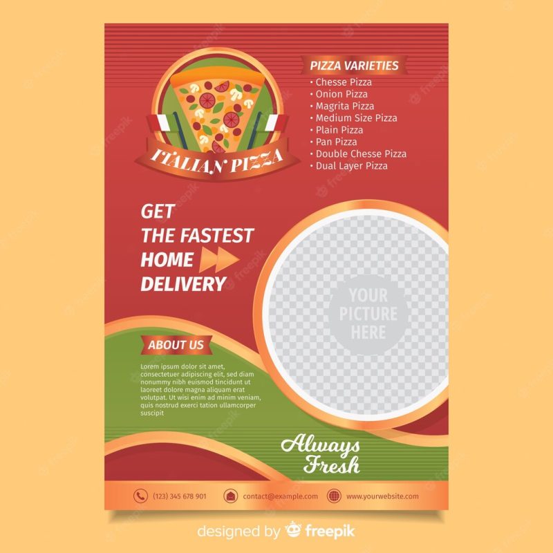 Combined pizza flyer template Free Vector