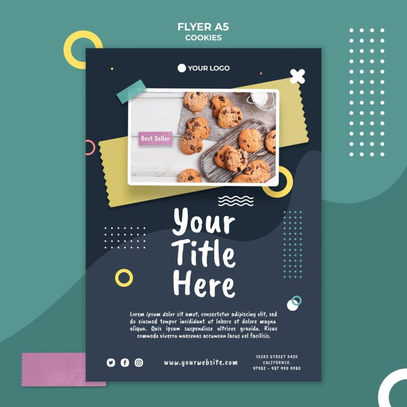 Cookie shop flyer template Free Psd