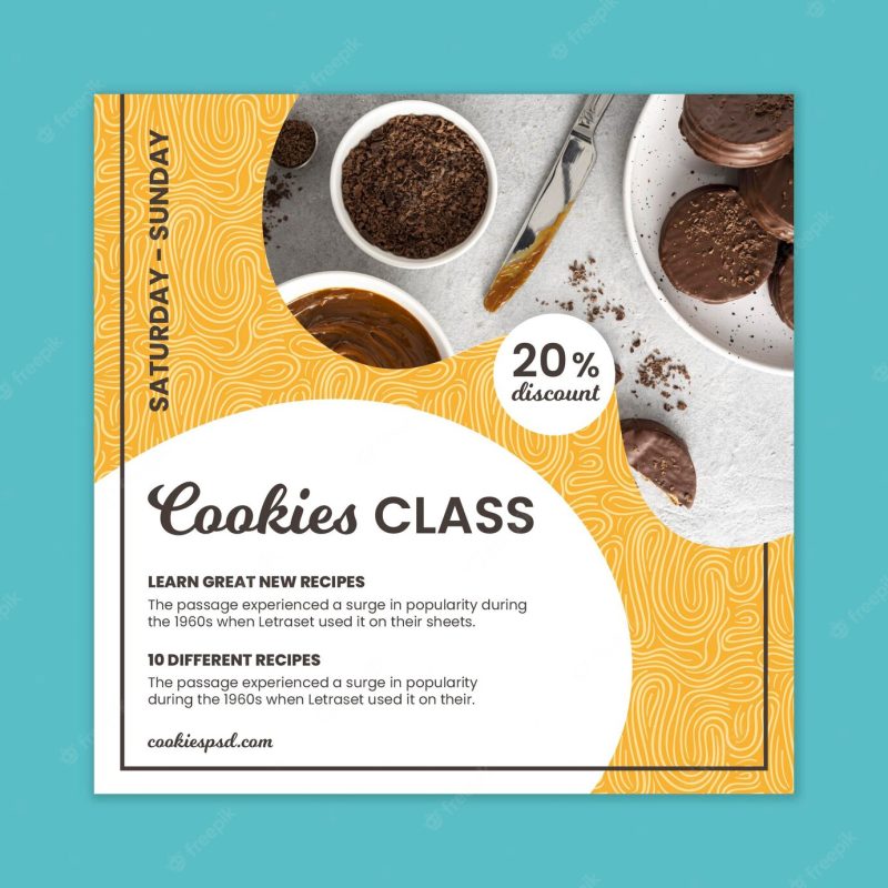 Cookies baking class squared flyer Free Vector Cookies baking class squared flyer Free Vector