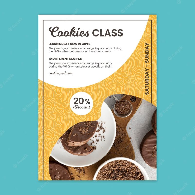 Cookies baking class vertical flyer Free Vector Cookies baking class vertical flyer Free Vector