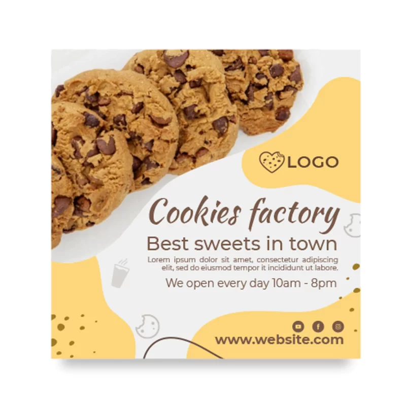 Cookies factory squared flyer Free Vector Cookies factory squared flyer Free Vector