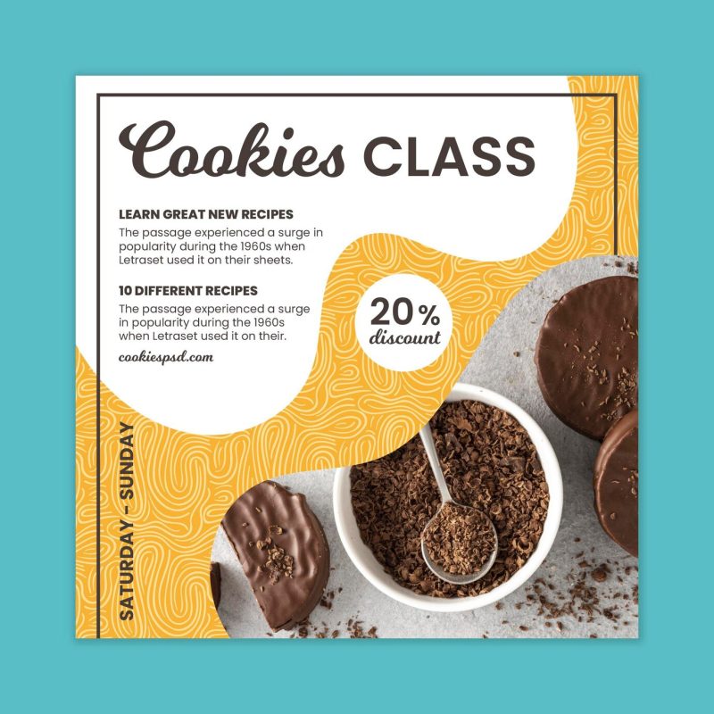 Cookies flyer squared template Free Vector Cookies flyer squared template Free Vector