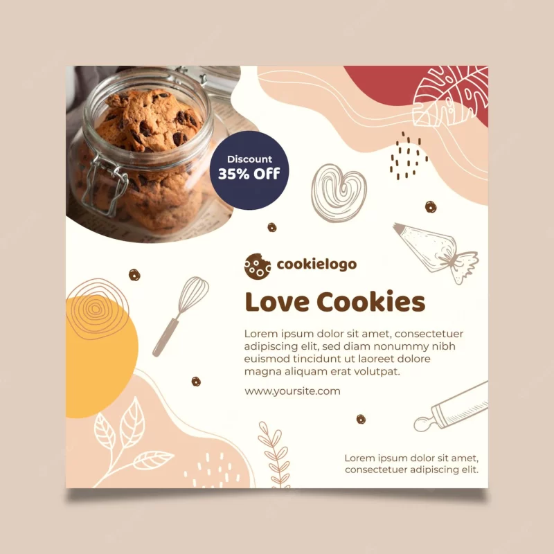 Cookies flyer template theme Free Vector