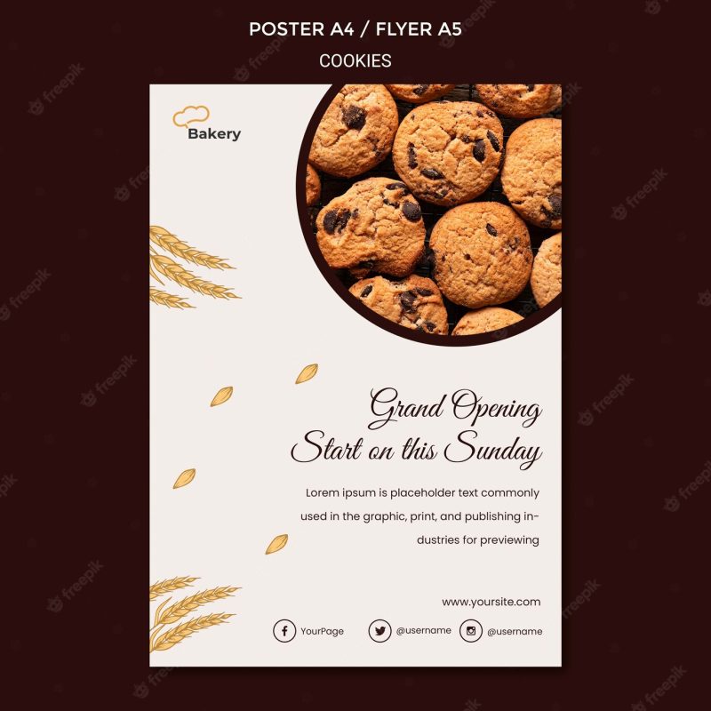 Cookies store flyer template Free Psd