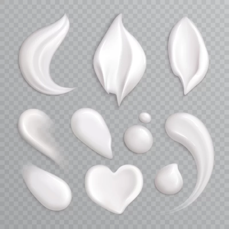 Cosmetic cream smears realistic icon set with white isolated elements different shapes and sizes illustration Free Vector