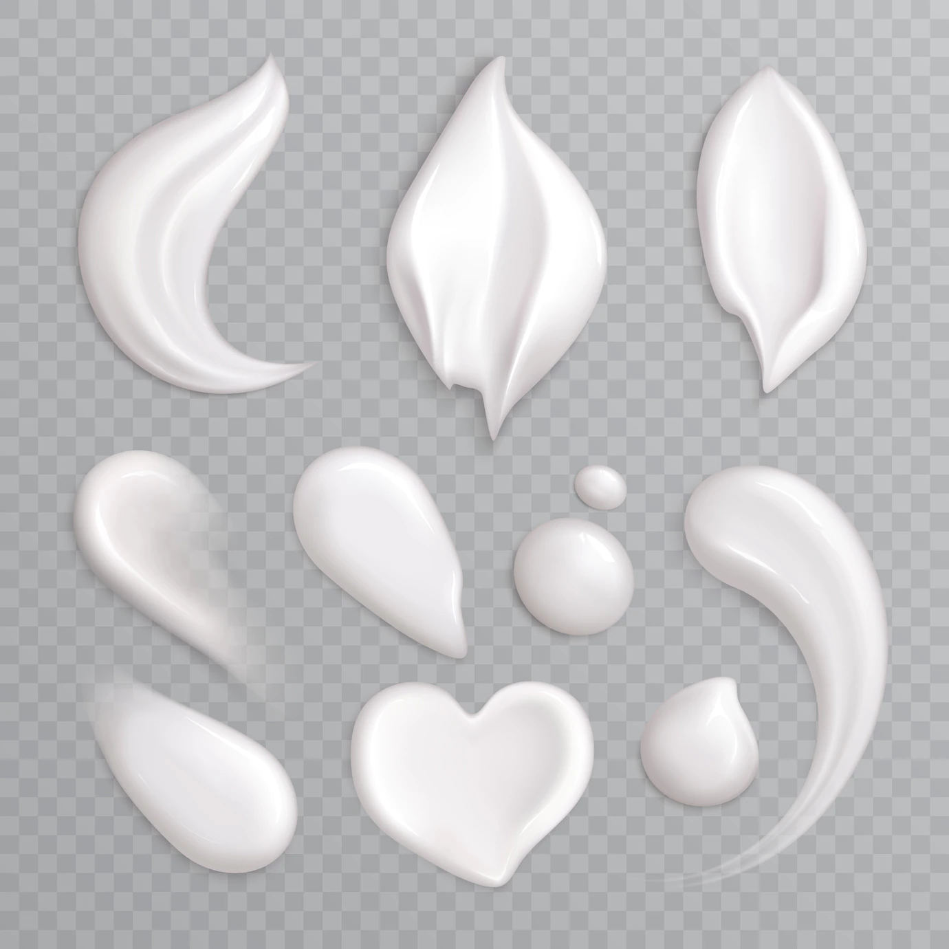 Cosmetic Cream Smears Realistic Icon Set With White Isolated Elements Different Shapes Sizes Illustration 1284 29336