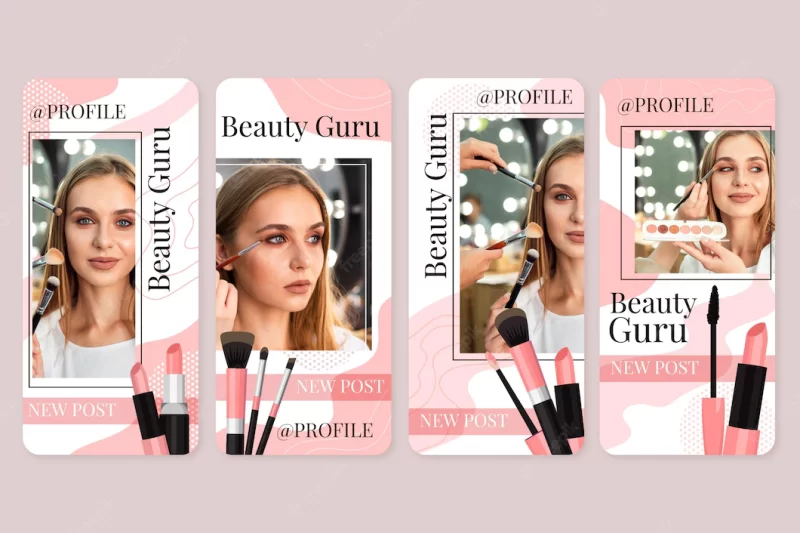 Cosmetic instagram stories template Free Vector