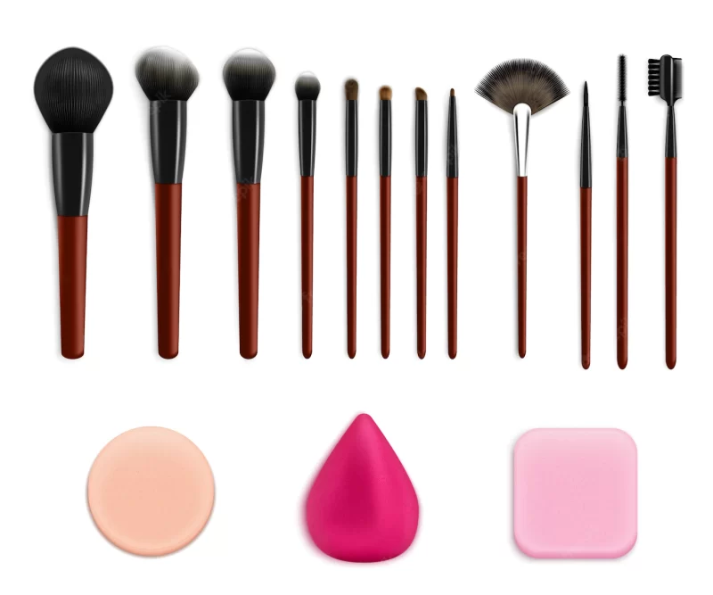 Cosmetic makeup tools set Free Vector