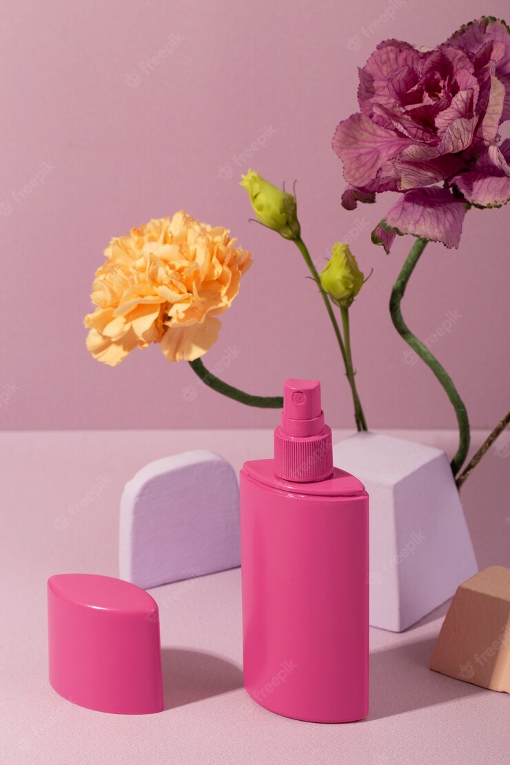 Cosmetic products and flowers Free Photo