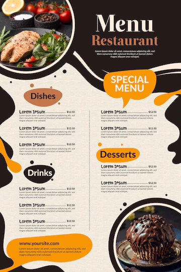 Creative Restaurant Menu Digital Use With Photo 52683 45622