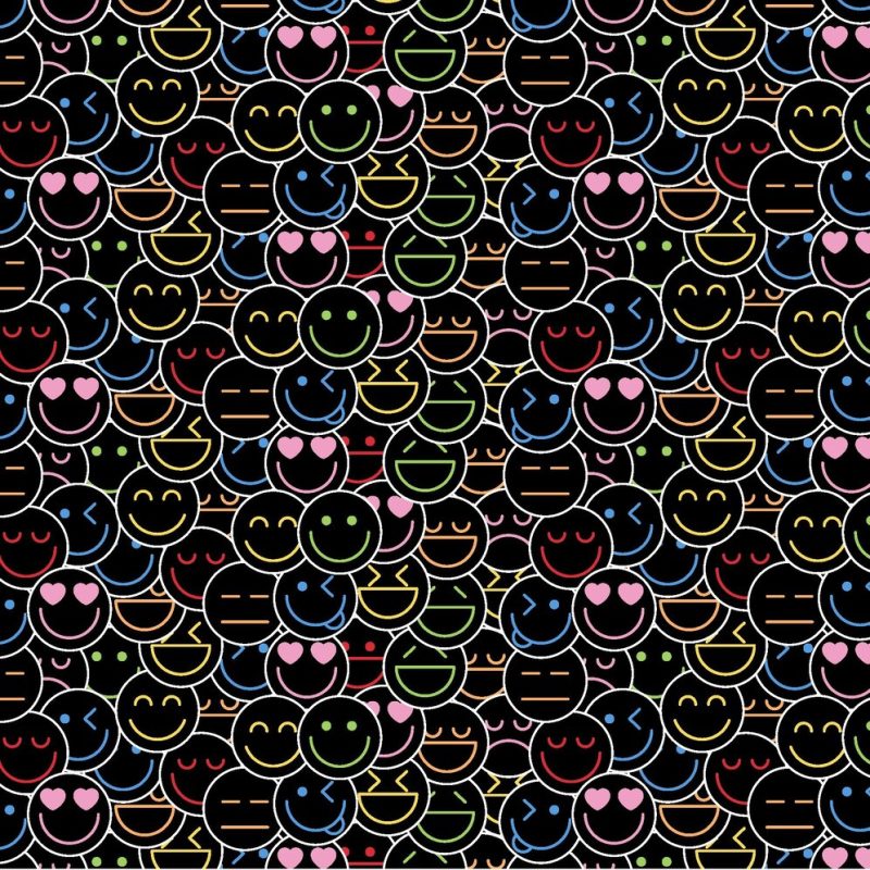 Crowded of neon emoticons pattern template Free Vector