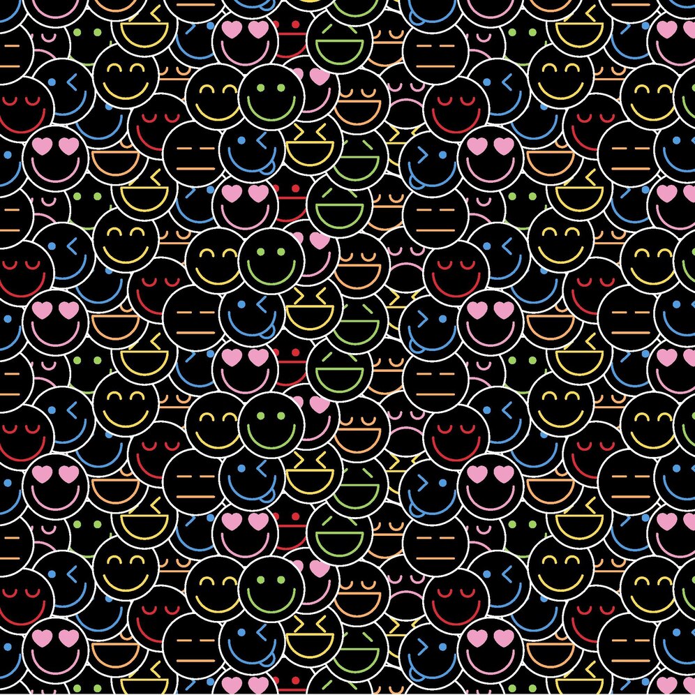 Crowded Neon Emoticons Pattern Template 23 2148681562