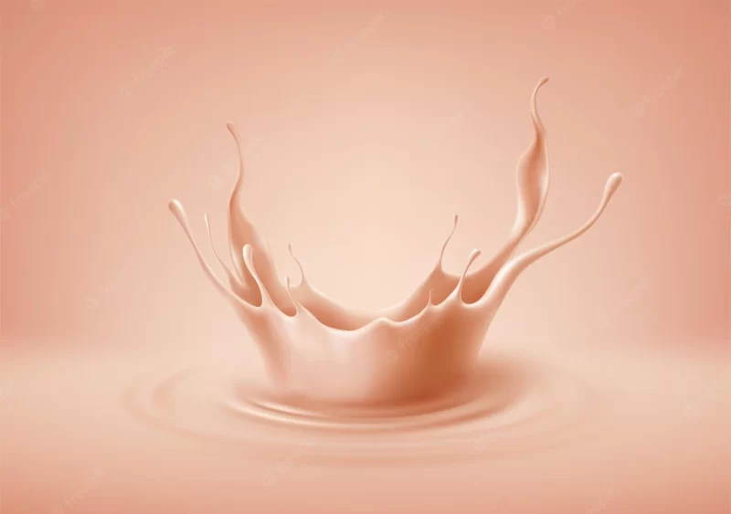 Crown splash of liquid foundation. realistic 3d render of a splash of beige liquid, flow of foundation cream texture. vector illustration Free Vector